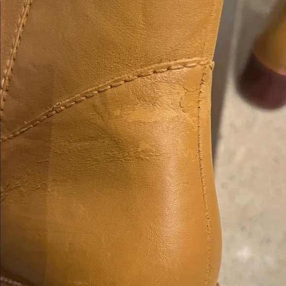 Frye Camryn Tall Pull On Tan Leather Heeled Boots - Picture 12 of 16